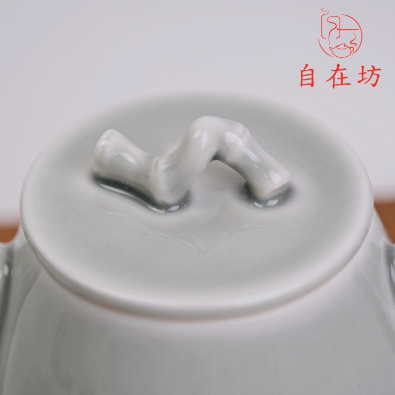 【全館滿599免運】茶壺【冰灰釉竹節壺─160ml】陶瓷功夫茶壺 小單壺 斷水利落 日式陶瓷茶壺【自在坊茶具】-細節圖3