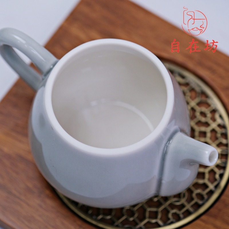 【全館滿599免運】茶壺【冰灰釉竹節壺─160ml】陶瓷功夫茶壺 小單壺 斷水利落 日式陶瓷茶壺【自在坊茶具】-細節圖6