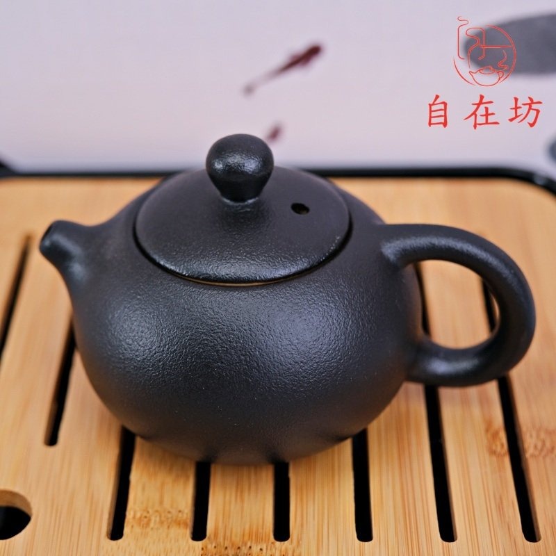 【全館滿599免運】旅行茶具組【黑陶旅行組─西施160ml】 一壺一茶罐四杯一茶夾一茶盤 旅行茶具【自在坊茶具】-細節圖8