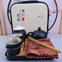 【全館滿599免運】旅行茶具組【黑陶旅行組─西施160ml】 一壺一茶罐四杯一茶夾一茶盤 旅行茶具【自在坊茶具】-規格圖11