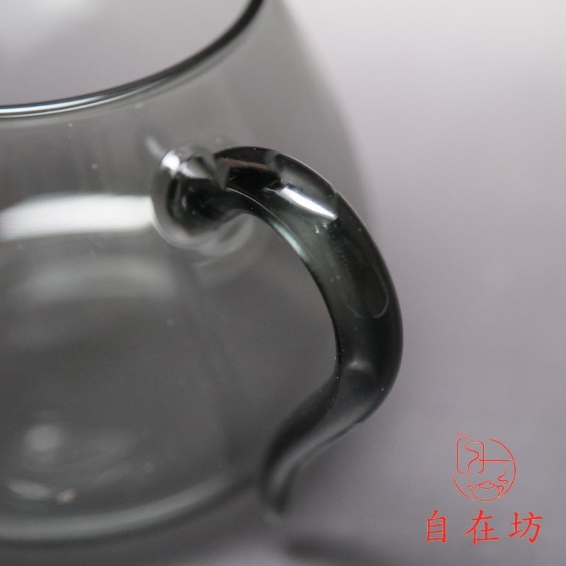 【全館滿599免運】茶海【燻黑文雀茶海─450ml】公道杯 分茶器 玻璃茶海 文雀茶海 玻璃茶具【自在坊茶具】-細節圖4