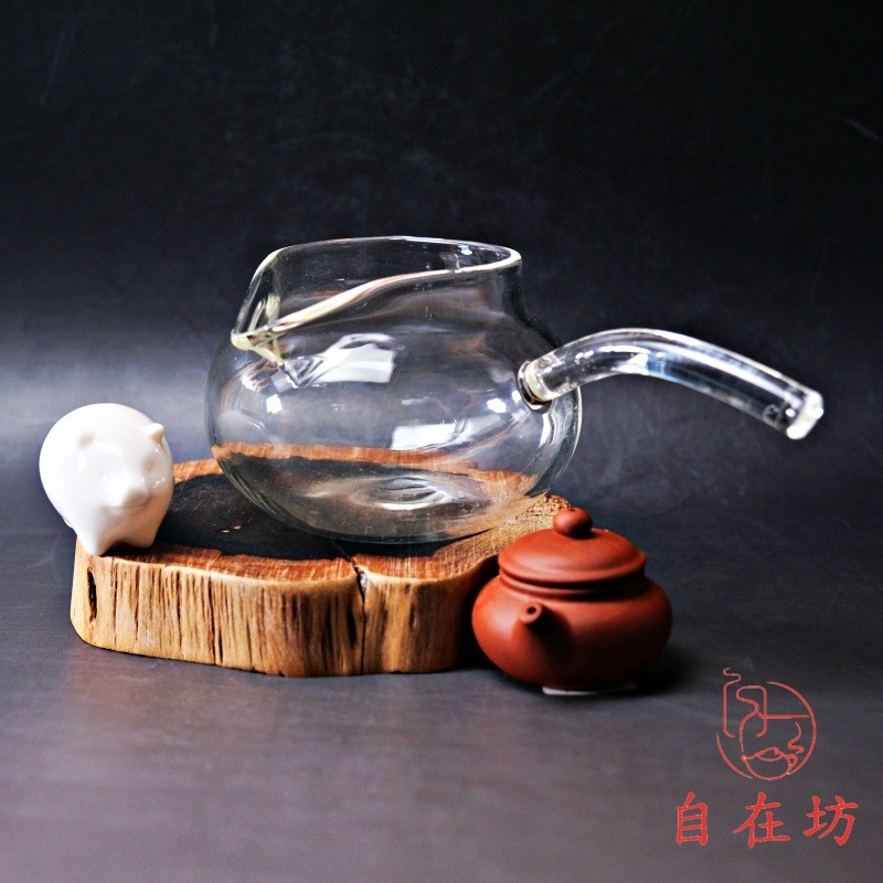 【全館滿599免運】茶海【玻璃側把茶海─150ml】公道杯 分茶器 玻璃茶海 文雀茶海 玻璃柄【自在坊茶具】-細節圖2