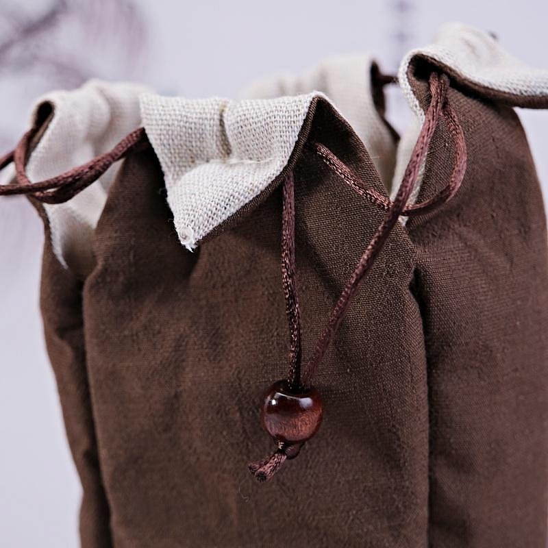 【自在坊茶具】茶具 快客杯加厚款麻布保護布袋 抽繩棉布壺套 日式外出茶具提袋 壺套 棉布杯套 旅行茶具 收納布包-細節圖6