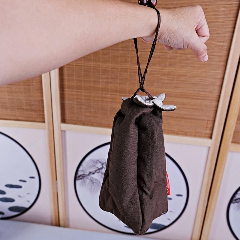 【自在坊茶具】茶具 快客杯加厚款麻布保護布袋 抽繩棉布壺套 日式外出茶具提袋 壺套 棉布杯套 旅行茶具 收納布包-細節圖7