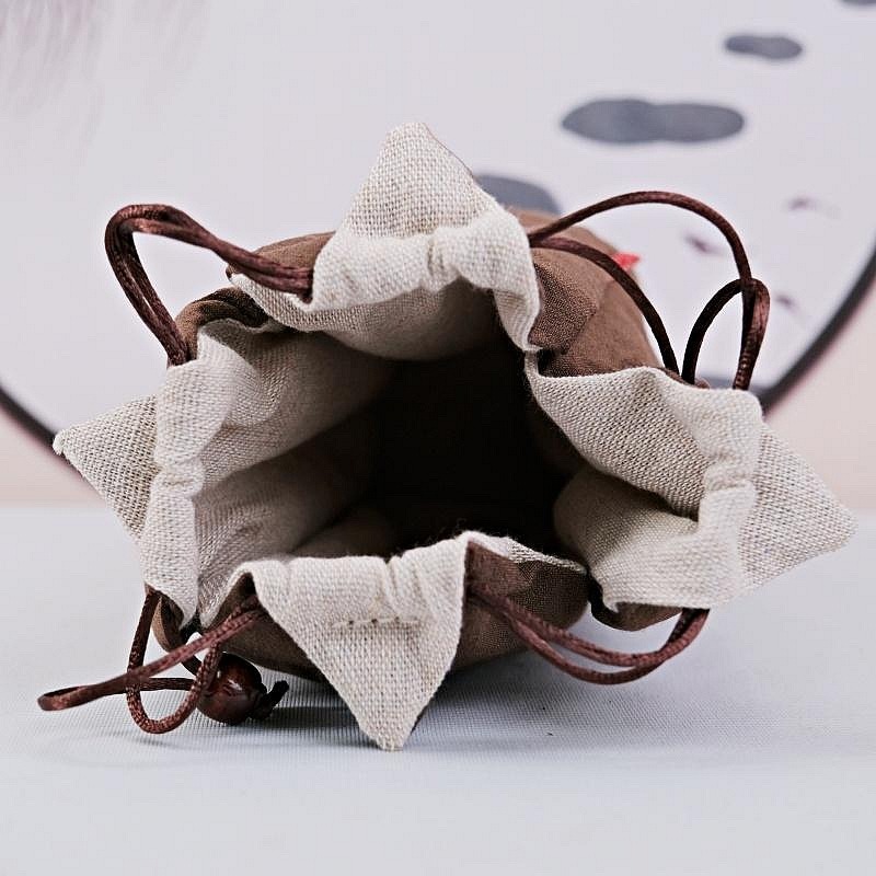 【自在坊茶具】茶具 快客杯加厚款麻布保護布袋 抽繩棉布壺套 日式外出茶具提袋 壺套 棉布杯套 旅行茶具 收納布包-細節圖8