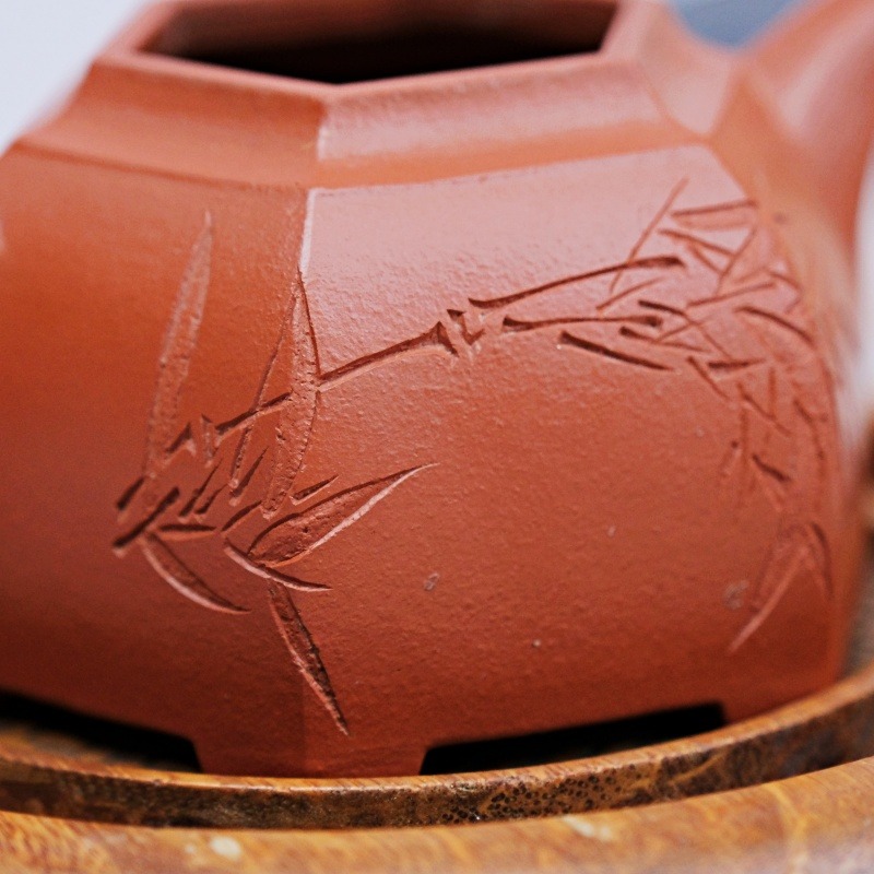 【自在坊茶具】茶壼 西施壼 紫砂壼【倪新安平安六方壼-140ml(朱泥)】工藝師手作 出湯順暢【全館滿599免運】-細節圖8