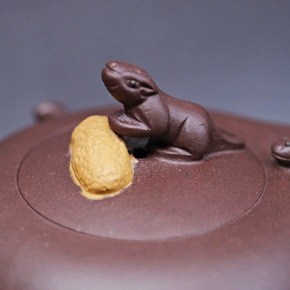 【全館滿599免運】茶壺 手工壺 紫砂壺【蔣靜明老紫泥五子登科─250ml】工藝師紫砂壺 原礦老紫泥【自在坊茶具】-細節圖4