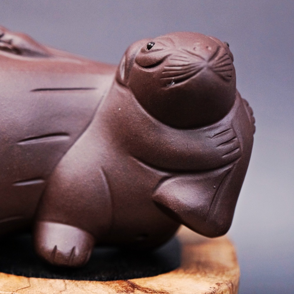 【全館滿599免運】茶壺 手工壺 紫砂壺【蔣靜明老紫泥五子登科─250ml】工藝師紫砂壺 原礦老紫泥【自在坊茶具】-細節圖5