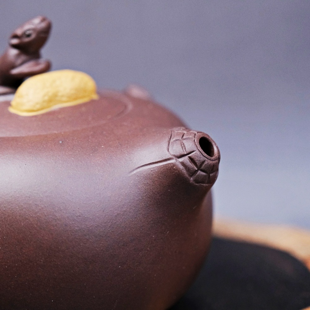 【全館滿599免運】茶壺 手工壺 紫砂壺【蔣靜明老紫泥五子登科─250ml】工藝師紫砂壺 原礦老紫泥【自在坊茶具】-細節圖6