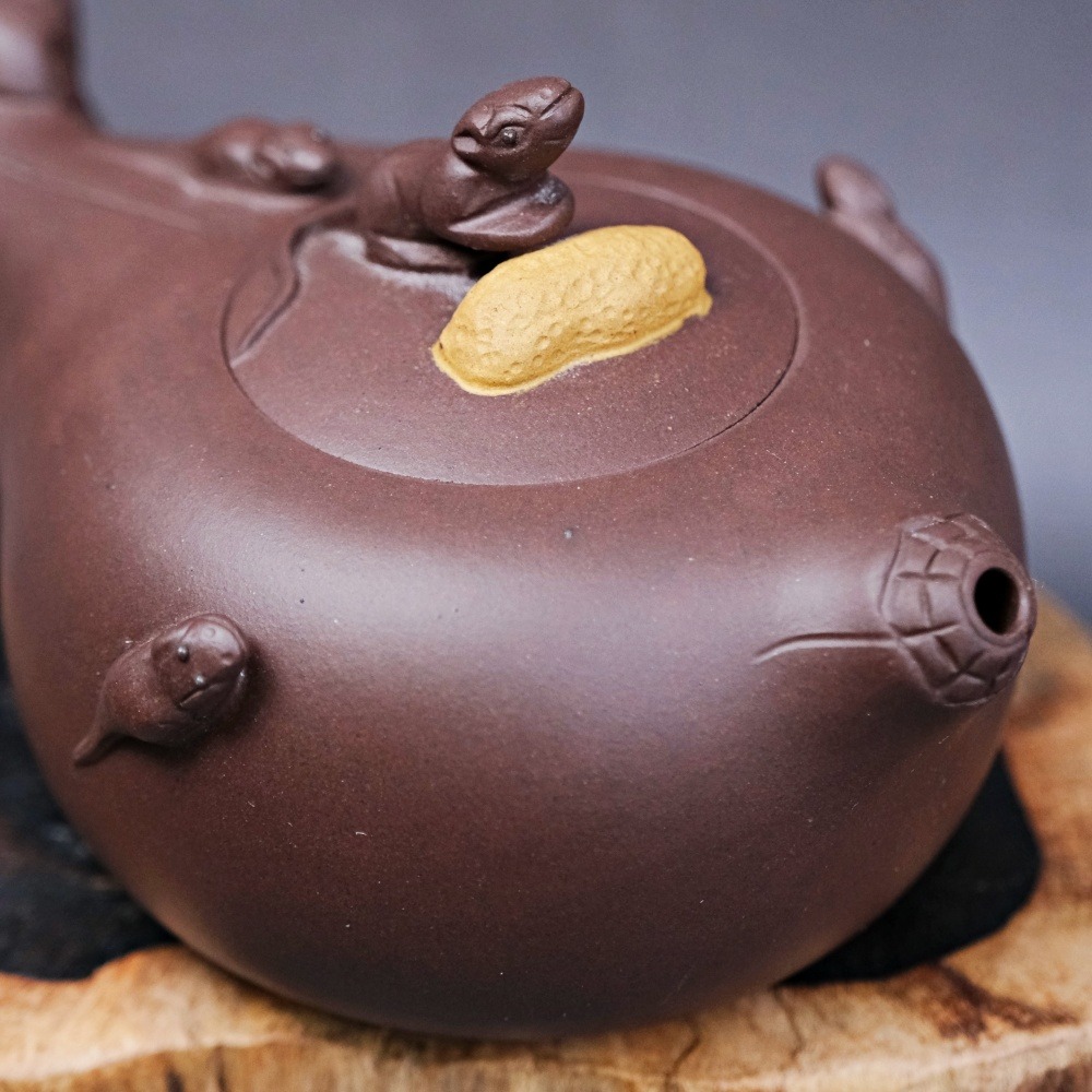 【全館滿599免運】茶壺 手工壺 紫砂壺【蔣靜明老紫泥五子登科─250ml】工藝師紫砂壺 原礦老紫泥【自在坊茶具】-細節圖7