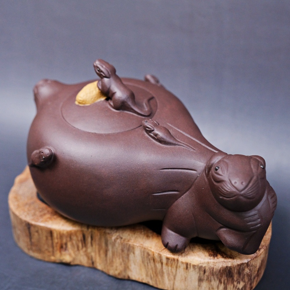 【全館滿599免運】茶壺 手工壺 紫砂壺【蔣靜明老紫泥五子登科─250ml】工藝師紫砂壺 原礦老紫泥【自在坊茶具】-細節圖8