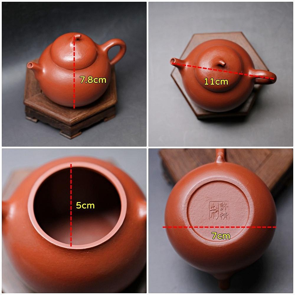 【全館滿599免運】許情朱泥茄瓜壼─180ml 茶壼 紫砂壼 工藝師手作 手工茶壼 宜興紫砂壺 附收藏證書【自在坊茶具】-細節圖11