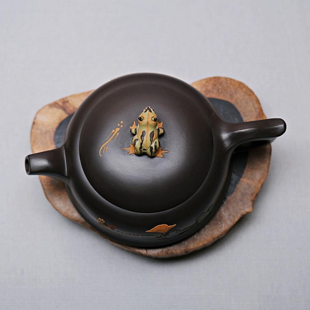 【自在坊茶具】茶壼 西施壼 紫砂壼【邵美華黑朱泥青娃蓮子-260ml】工藝師手作 出湯順暢【全館滿599免運】-細節圖3