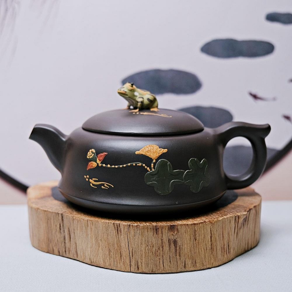 【自在坊茶具】茶壼 西施壼 紫砂壼【邵美華黑朱泥青娃蓮子-260ml】工藝師手作 出湯順暢【全館滿599免運】-規格圖11