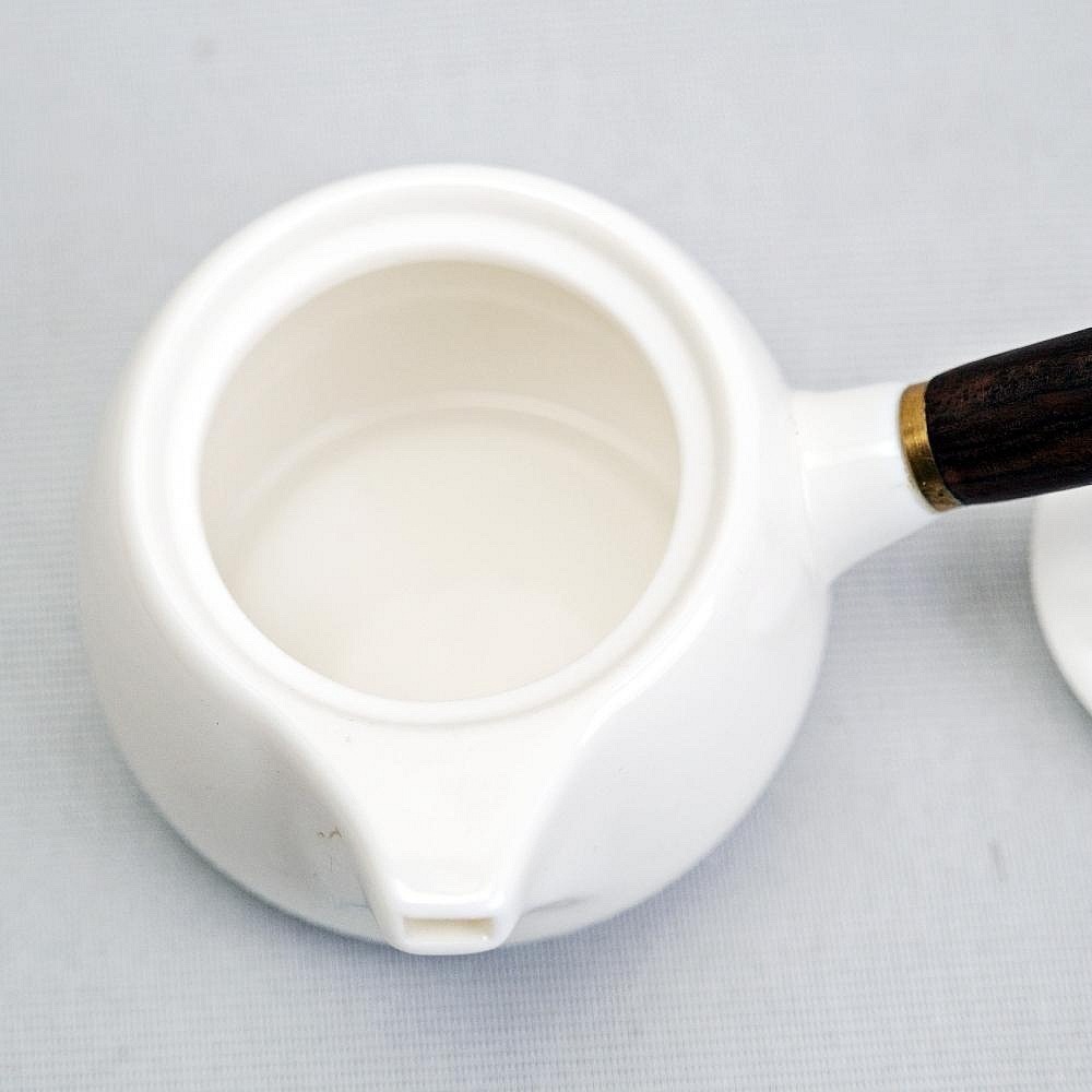 【自在坊茶具】玉瓷側把壺 白瓷黑檀木餅側把壺 瑩若凝脂 溫潤美白 精品茶壺 自用怡情 温馨相送 友誼聯絡 工商餽贈-細節圖8