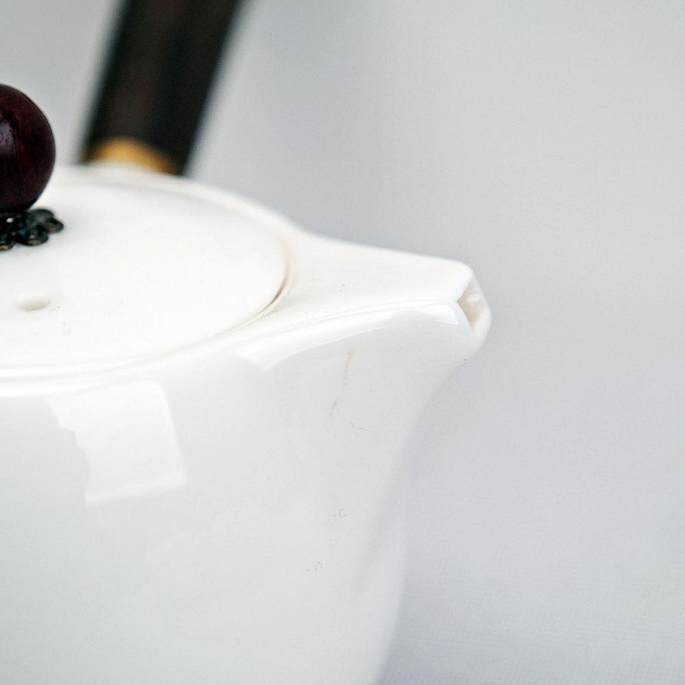 【自在坊茶具】玉瓷側把壺 白瓷黑檀木餅側把壺 瑩若凝脂 溫潤美白 精品茶壺 自用怡情 温馨相送 友誼聯絡 工商餽贈-細節圖10