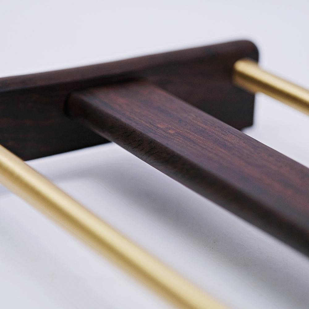 【全館滿599免運】黑檀/花梨銅條杯架 實木茶杯架 茶杯架 晾杯架 單層 黑檀 杯架 瀝水 黑檀木茶杯收納架【自在坊茶具-細節圖6