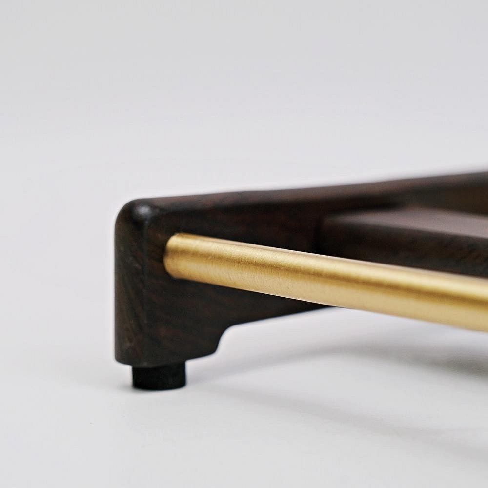 【全館滿599免運】黑檀/花梨銅條杯架 實木茶杯架 茶杯架 晾杯架 單層 黑檀 杯架 瀝水 黑檀木茶杯收納架【自在坊茶具-細節圖8