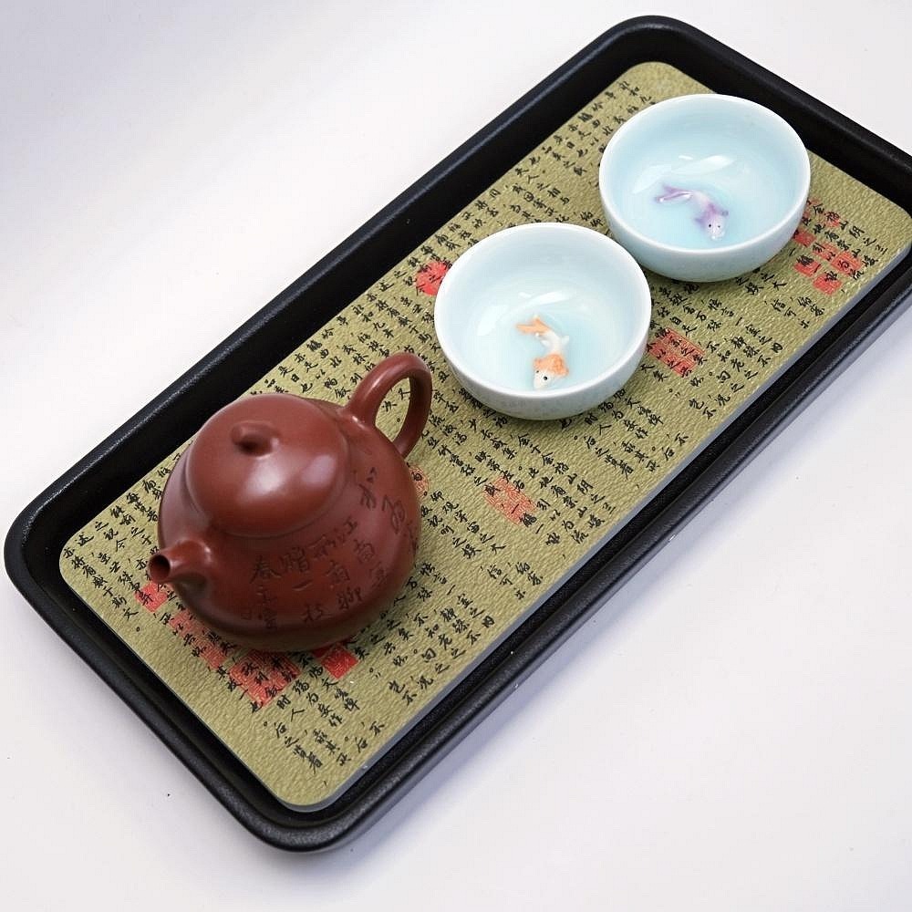 【全館滿599免運】壼承 壼墊 茶托盤 蘭亭序/清明上河圖吸水黑陶壼墊 吸水壼承 黑陶壼墊 陶製壼承 隔熱墊 茶具【自在-細節圖3