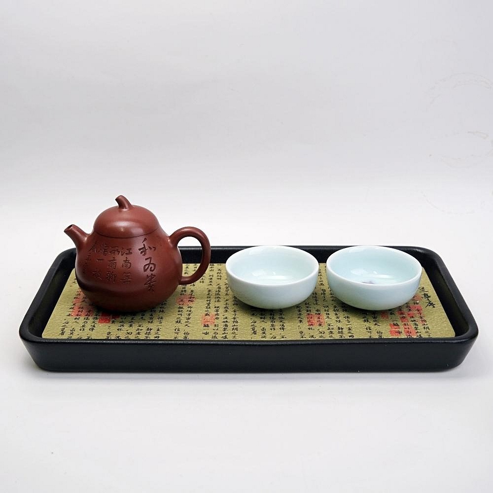 【全館滿599免運】壼承 壼墊 茶托盤 蘭亭序/清明上河圖吸水黑陶壼墊 吸水壼承 黑陶壼墊 陶製壼承 隔熱墊 茶具【自在-細節圖4