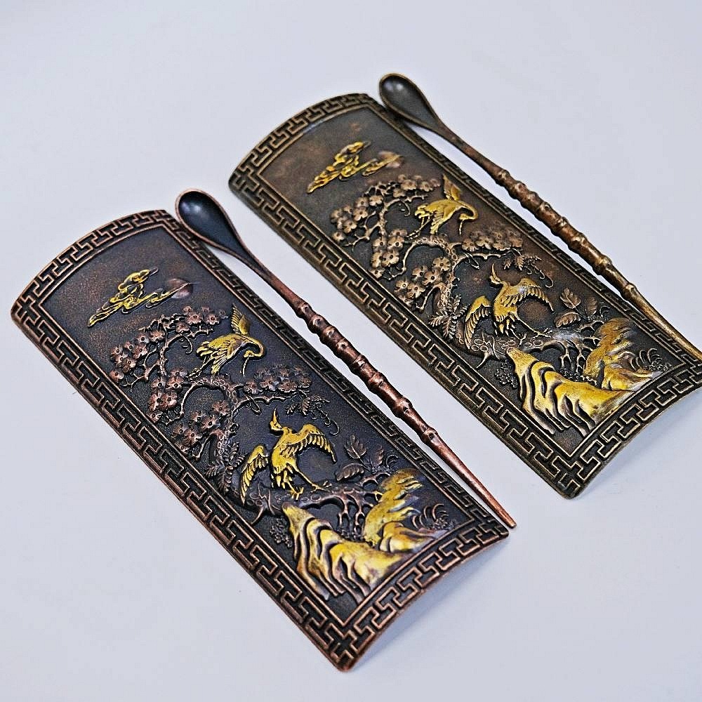 【自在坊茶具】古紅/古青雙鶴茶則 手工銅製茶勺 茶鏟 茶則 鑑賞茶葉 茶荷 茶撥 茶針勺 分茶器 茶道配件【全館滿599-細節圖2