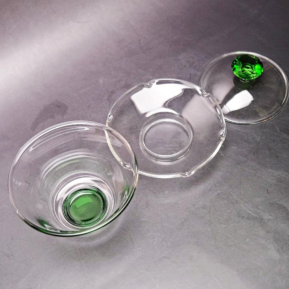 【自在坊茶具】綠鑽/藍鑽玻璃三才蓋碗─220ml 蓋碗 敬茶碗 蓋碗茶杯 三才蓋碗 泡茶碗 玻璃茶具【全館滿599免運】-細節圖5