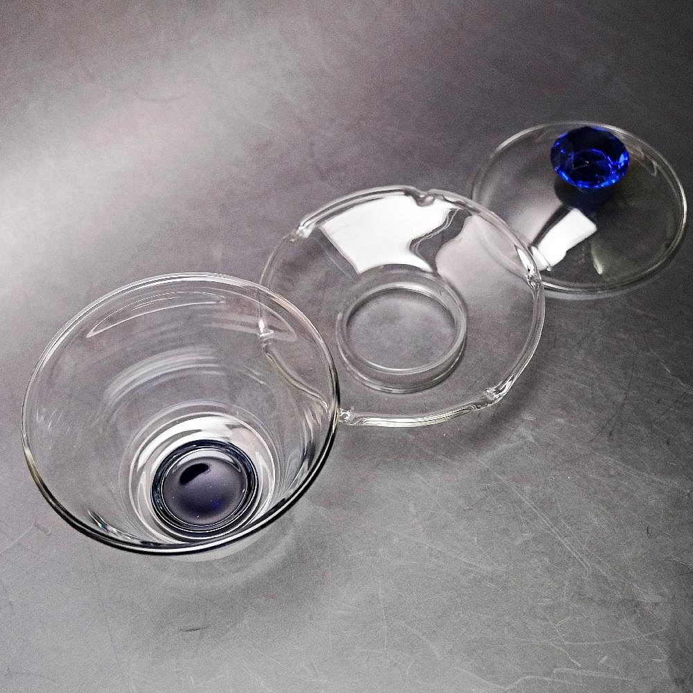 【自在坊茶具】綠鑽/藍鑽玻璃三才蓋碗─220ml 蓋碗 敬茶碗 蓋碗茶杯 三才蓋碗 泡茶碗 玻璃茶具【全館滿599免運】-細節圖6