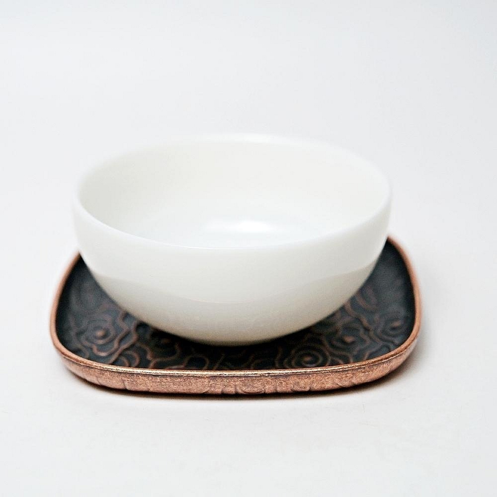 【自在坊茶具】杯墊 杯托 壼墊 壼承 清明上河圖/祥雲銅杯墊─8cm 清明上河圖/祥雲壼承─12.5cm 銅製【全館滿5-細節圖4