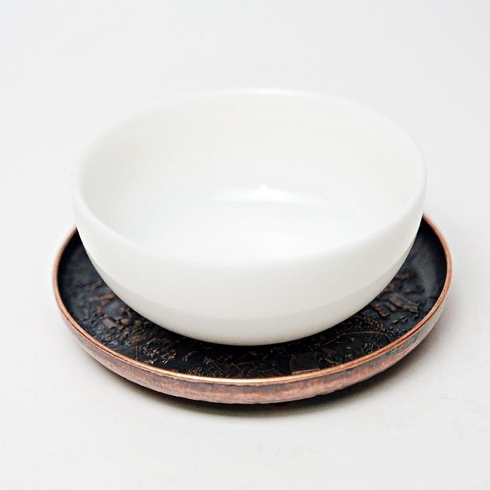 【自在坊茶具】杯墊 杯托 壼墊 壼承 清明上河圖/祥雲銅杯墊─8cm 清明上河圖/祥雲壼承─12.5cm 銅製【全館滿5-細節圖5