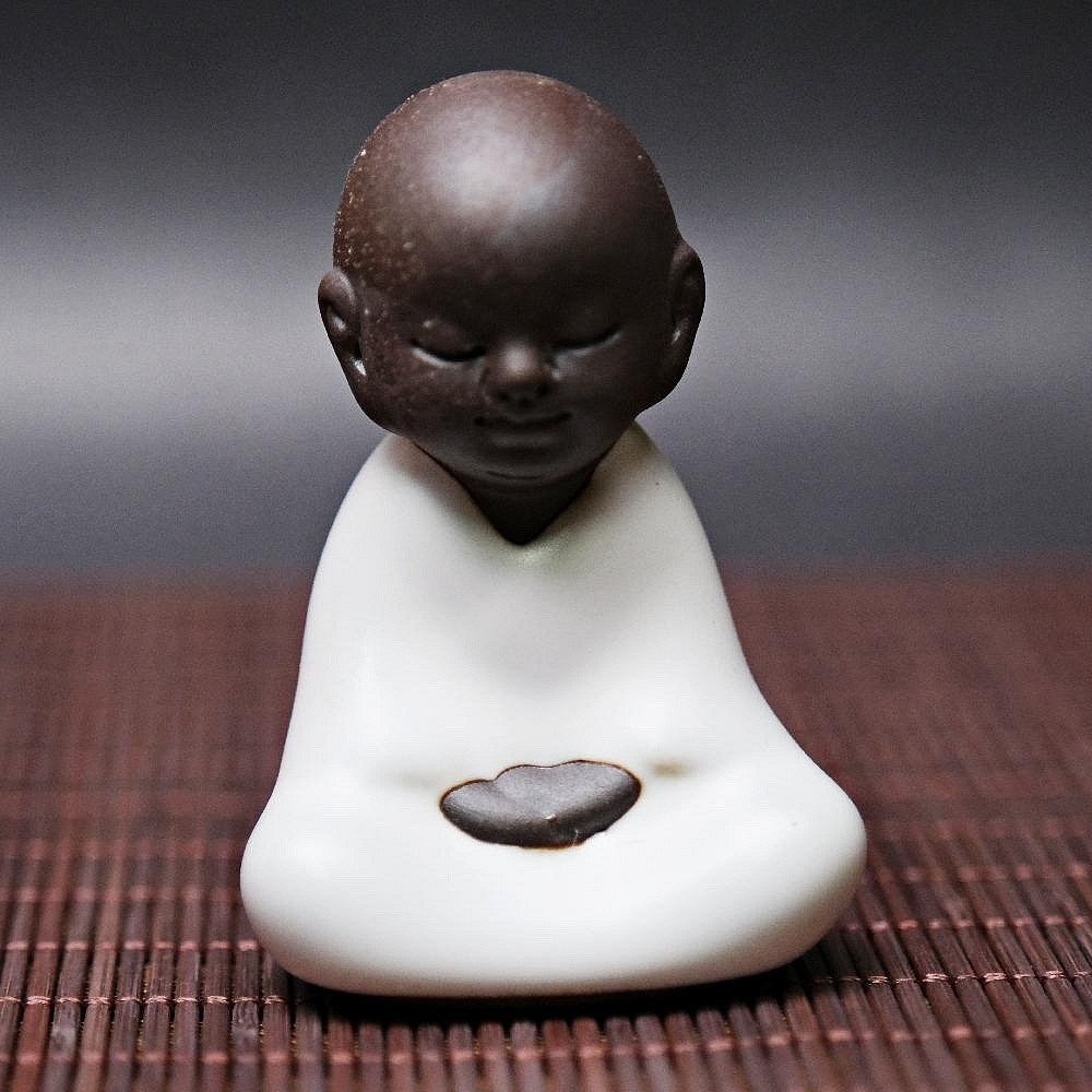 【自在坊茶具】茶寵 茶玩 汝窯四勿小和尚茶寵組(4入) 茶盤裝飾 桌面擺件 茶桌裝飾 創意擺件 茶道配件【全館滿599免-細節圖5