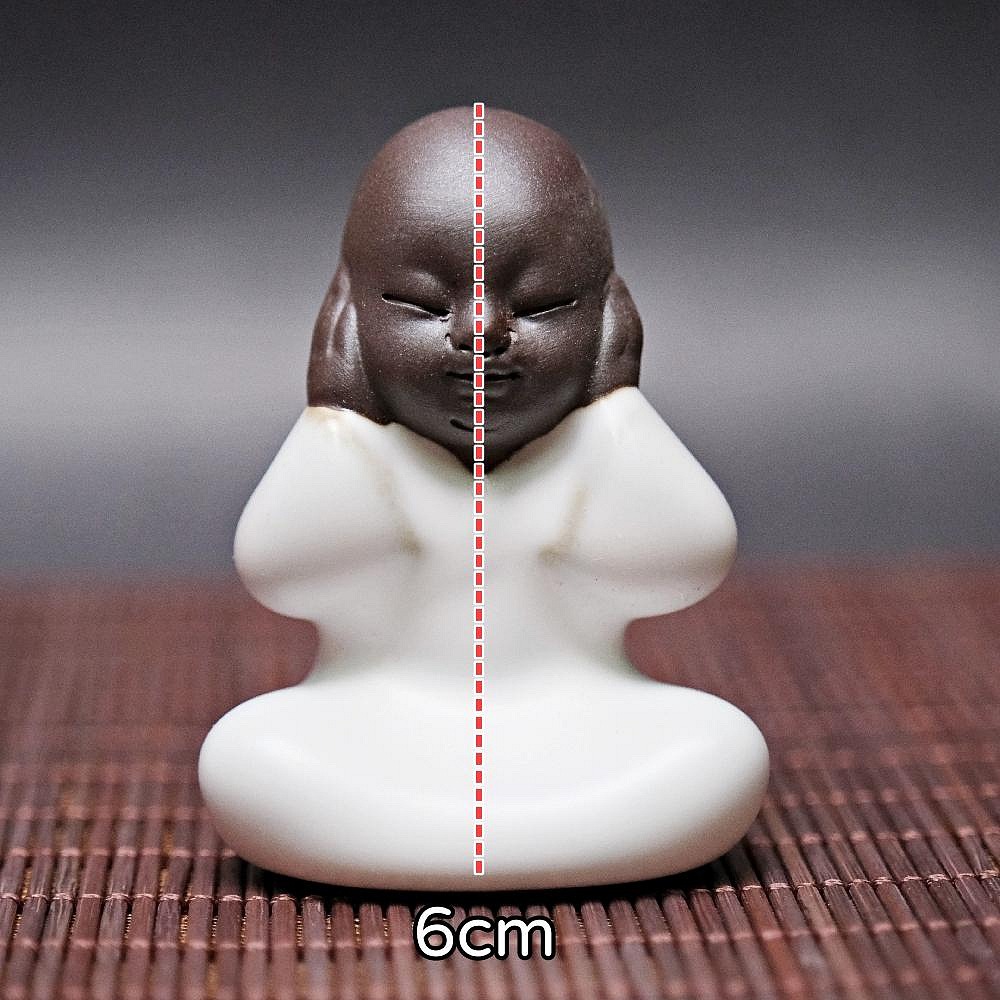 【自在坊茶具】茶寵 茶玩 汝窯四勿小和尚茶寵組(4入) 茶盤裝飾 桌面擺件 茶桌裝飾 創意擺件 茶道配件【全館滿599免-細節圖9
