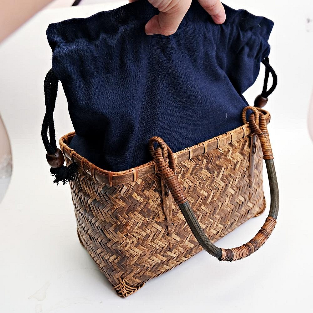 【自在坊茶具】編織竹提籃(小) 編織收納籃 藤編收納籃 藤編籃 草編籃 竹編籃 編織籃子【全館滿599免運】-細節圖2