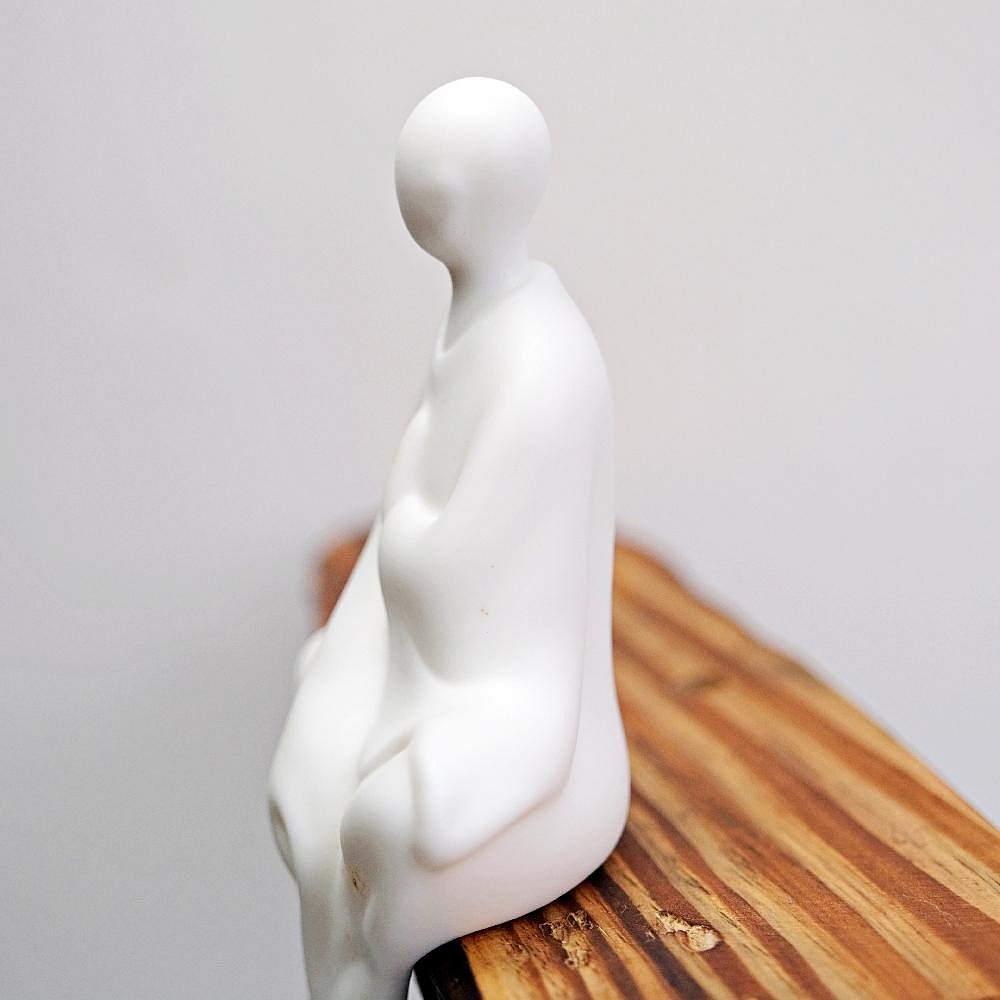 【自在坊茶具】淨悟/心白瓷無像擺件 禪意擺件 無像擺件 香薰擺件 陶瓷人物 倒流香擺件 手工創意【全館滿599免運】-細節圖5