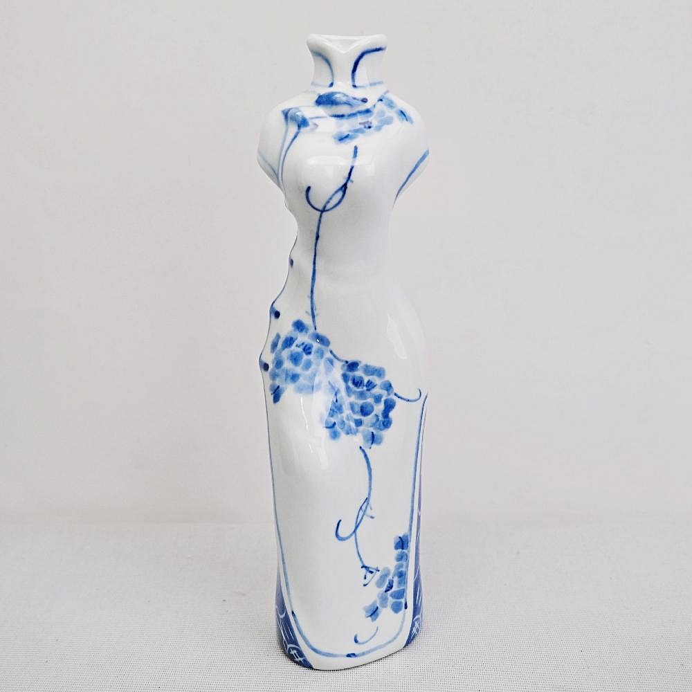 【自在坊茶具】花器 青花瓷旗袍花器 青瓷花瓶 創意花瓶 小花瓶 精品擺件 花盆 陶瓷花瓶 插花【全館滿599免運】-細節圖6