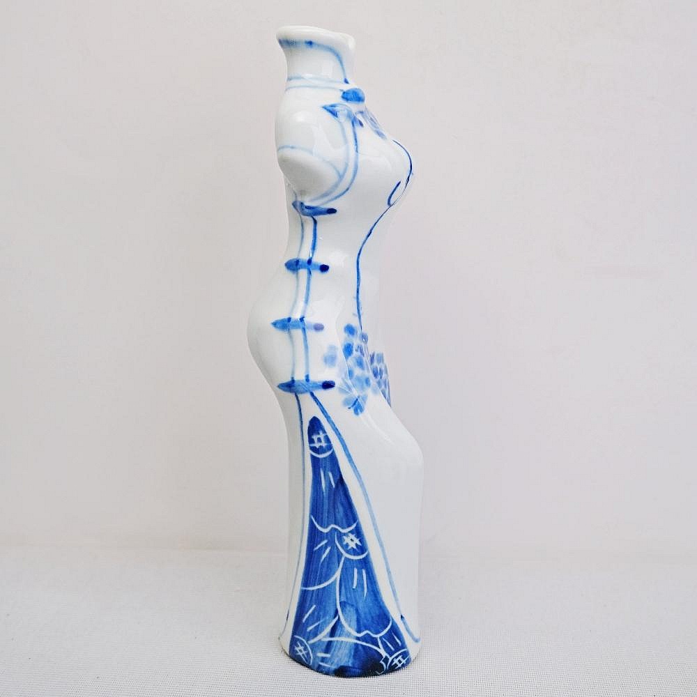 【自在坊茶具】花器 青花瓷旗袍花器 青瓷花瓶 創意花瓶 小花瓶 精品擺件 花盆 陶瓷花瓶 插花【全館滿599免運】-細節圖7