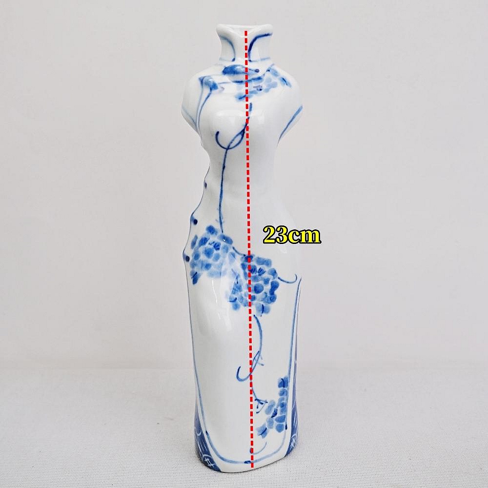 【自在坊茶具】花器 青花瓷旗袍花器 青瓷花瓶 創意花瓶 小花瓶 精品擺件 花盆 陶瓷花瓶 插花【全館滿599免運】-細節圖10