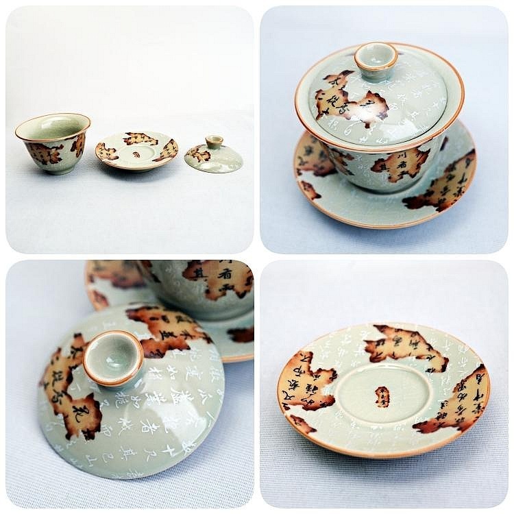 【自在坊茶具】老陶泥蓋碗─八破/山水/青花 蓋碗 敬茶碗 蓋碗茶杯 三才蓋碗 泡茶碗 陶瓷茶具【全館滿599免運】-細節圖5