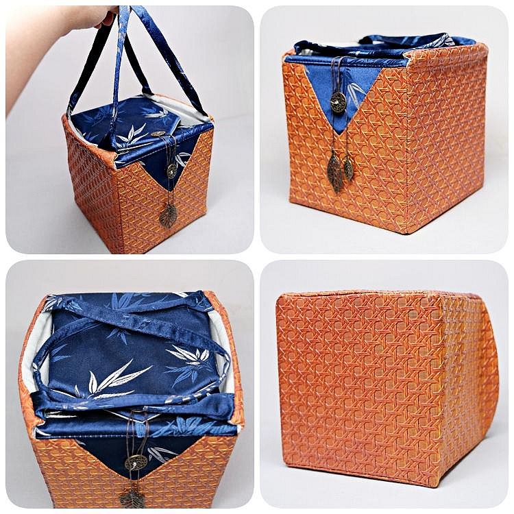 茶道具　提藍 竹迹中式提手食盒大漆精品果篮围炉煮茶