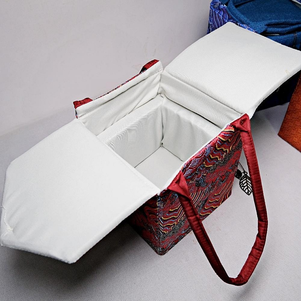 【自在坊茶具】茶葉罐提袋─紅/藍/編織 茶葉罐收納袋 外出收納袋 茶具袋 茶具收納提袋 茶具收納包【全館滿599免運】-細節圖9