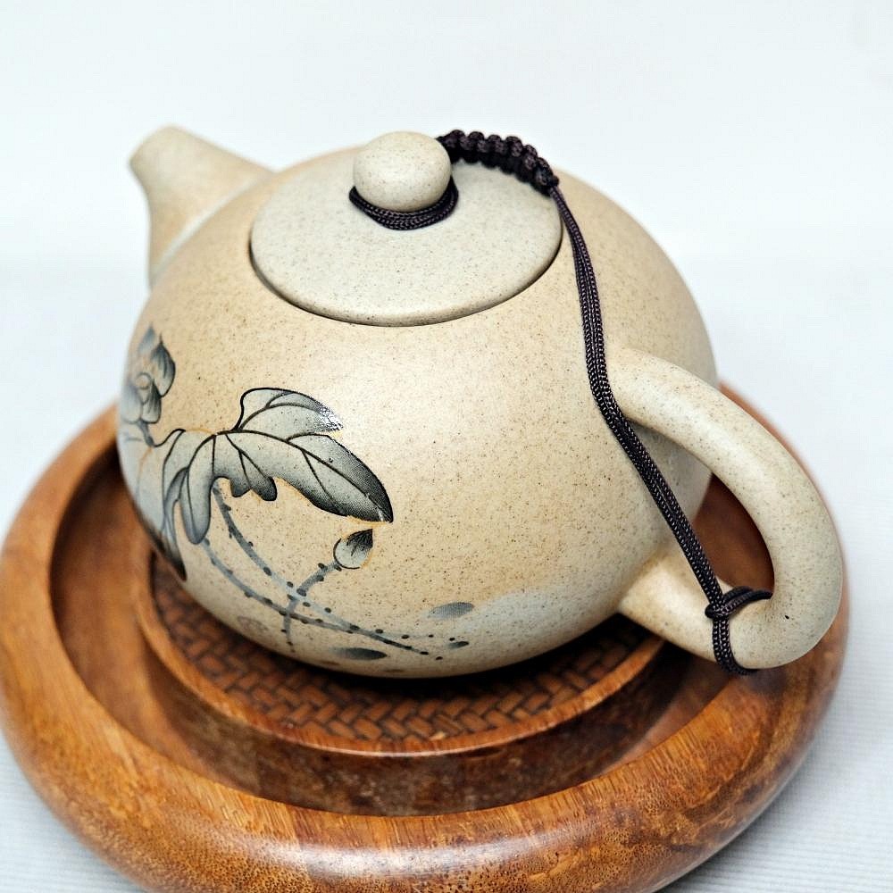 【自在坊茶具】粗陶墨荷壺 250ml 禪風古韻 淡雅清俗 細緻手作 自然窯變 古法燒製 粗陶茶壼 功夫茶具【全館滿599-細節圖2