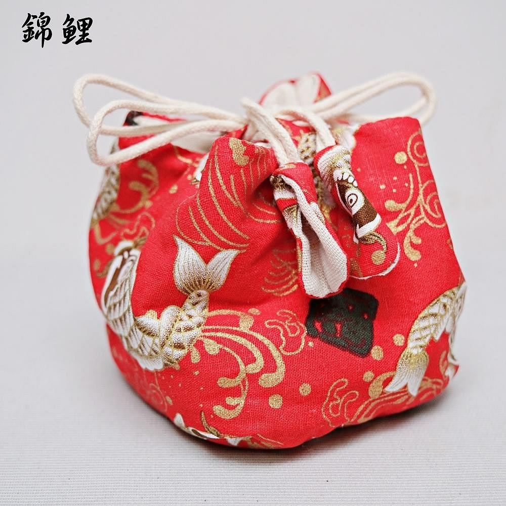 【自在坊茶具】茶具 單壼布套─招財貓/錦鯉 加厚款麻布保護布袋 抽繩棉布壺套 外出茶具提袋 壺套 棉布杯套 旅行茶具 收-細節圖3