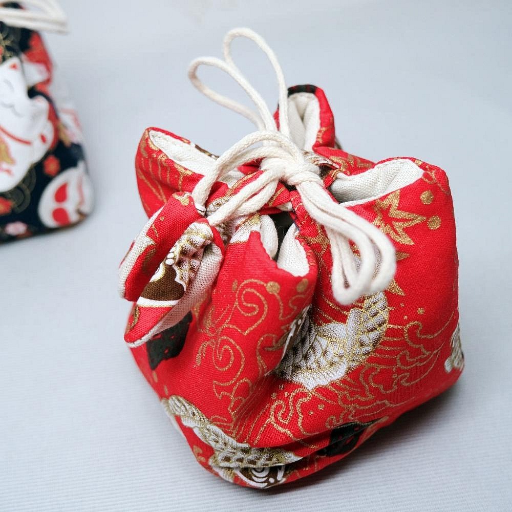 【自在坊茶具】茶具 單壼布套─招財貓/錦鯉 加厚款麻布保護布袋 抽繩棉布壺套 外出茶具提袋 壺套 棉布杯套 旅行茶具 收-細節圖6