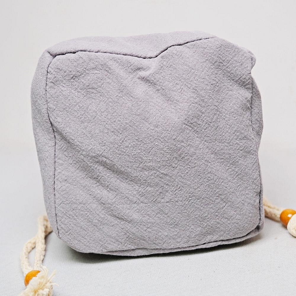 【自在坊茶具】茶具 五格束口收納袋─米/咖/灰/藍花 加厚款麻布保護布袋 抽繩棉布壺套 外出茶具提袋 旅行茶具 收納布包-細節圖11