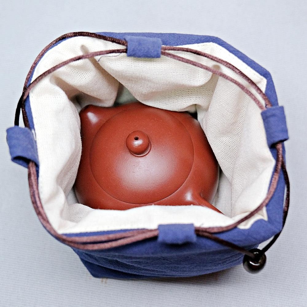 【自在坊茶具】茶具 茶壼布套─紅/藍 加厚款麻布保護布袋 抽繩棉布壺套 外出茶具提袋 壺套 棉布杯套 旅行茶具 收納布包-細節圖8