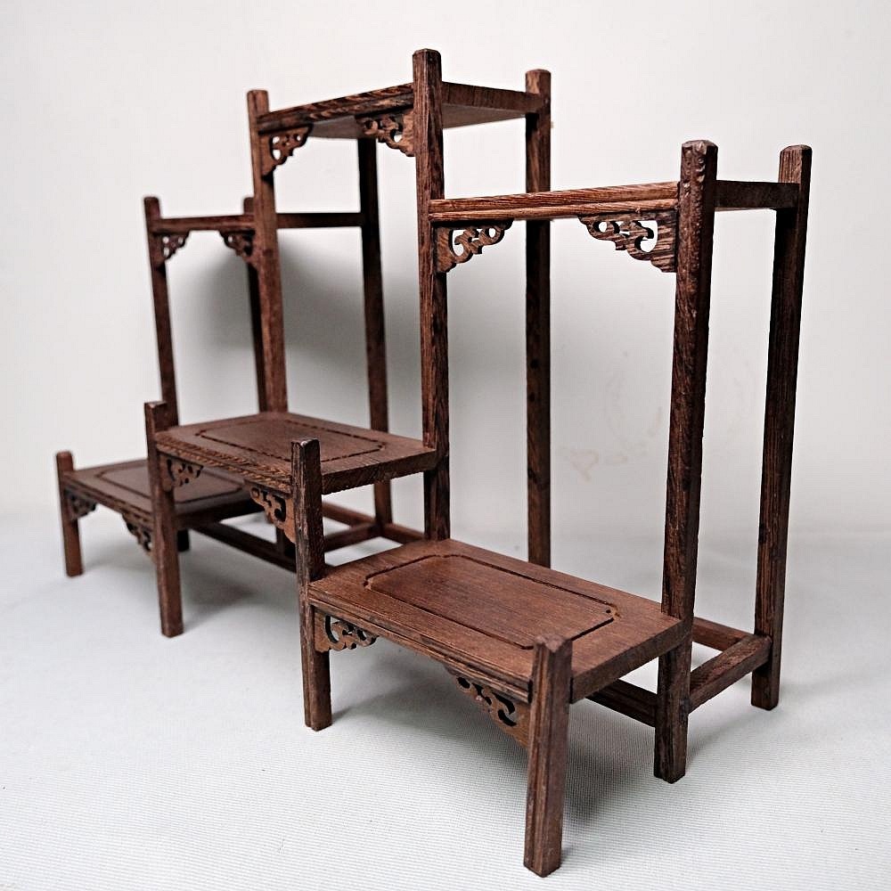 【自在坊茶具】博古架─前後台六格款 中式博古架 展示架 收藏架 實木博古架 擺件展示 多層收納架【全館滿599免運】-細節圖2