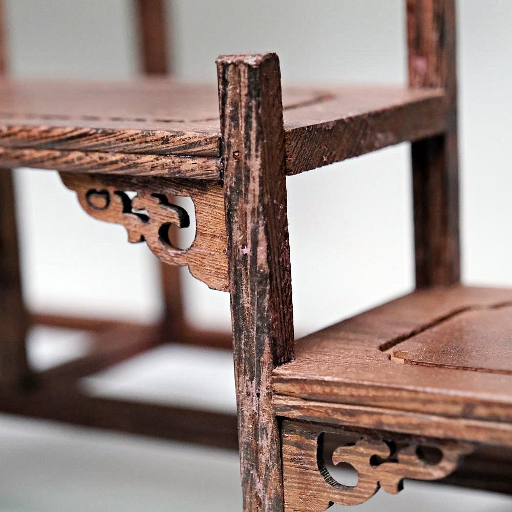 【自在坊茶具】博古架─前後台六格款 中式博古架 展示架 收藏架 實木博古架 擺件展示 多層收納架【全館滿599免運】-細節圖6