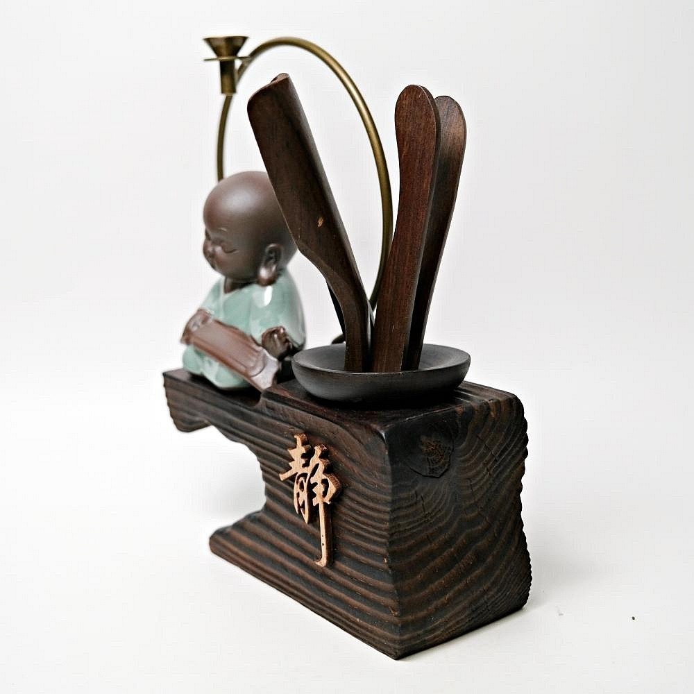 【全館滿599免運】六君子倒流香(松木) 松木 茶夾 茶針 茶勺 茶撥 收納桶 六君子套裝 茶道六君子 茶道配件【自在坊-細節圖2