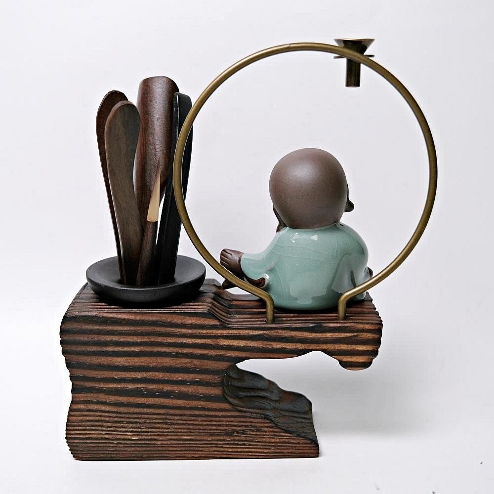 【全館滿599免運】六君子倒流香(松木) 松木 茶夾 茶針 茶勺 茶撥 收納桶 六君子套裝 茶道六君子 茶道配件【自在坊-細節圖3