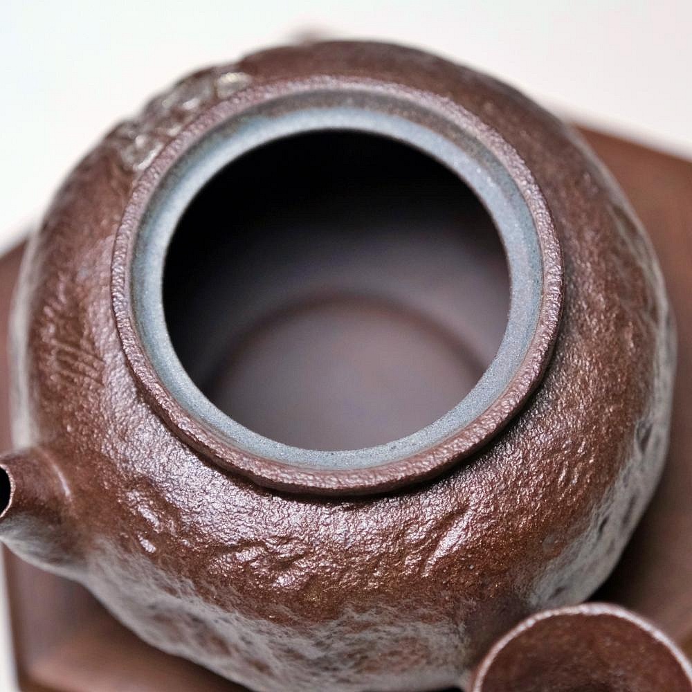 【自在坊茶具】彎月粗陶鎏金側把壺 180ml 禪風古韻 淡雅清俗 細緻手作 自然窯變 古法燒製 粗陶茶壼 功夫茶具【全館-細節圖8