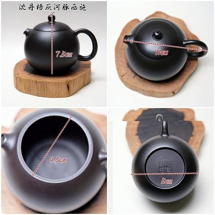 【自在坊茶具】沈丹梧灰河豚西施─200ml 工藝師手作 原礦紫砂 宜興茶壺 一把好壺 出湯順暢 三寸不斷-細節圖10